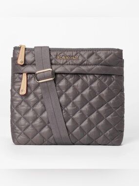 MZ Wallace Metro Flat Crossbody in Magnet Gray w/Dustbag EUC